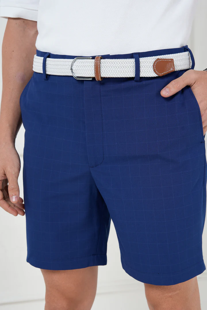 Electric Blue Checks Stretch Chino Shorts - Image 3