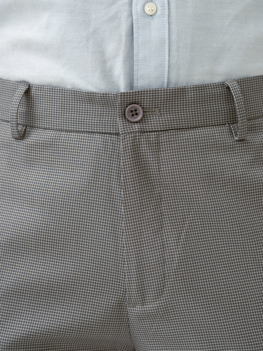 Elephant Grey Mini Checks Relaxed Fit Stretch Formal Pants - Image 5