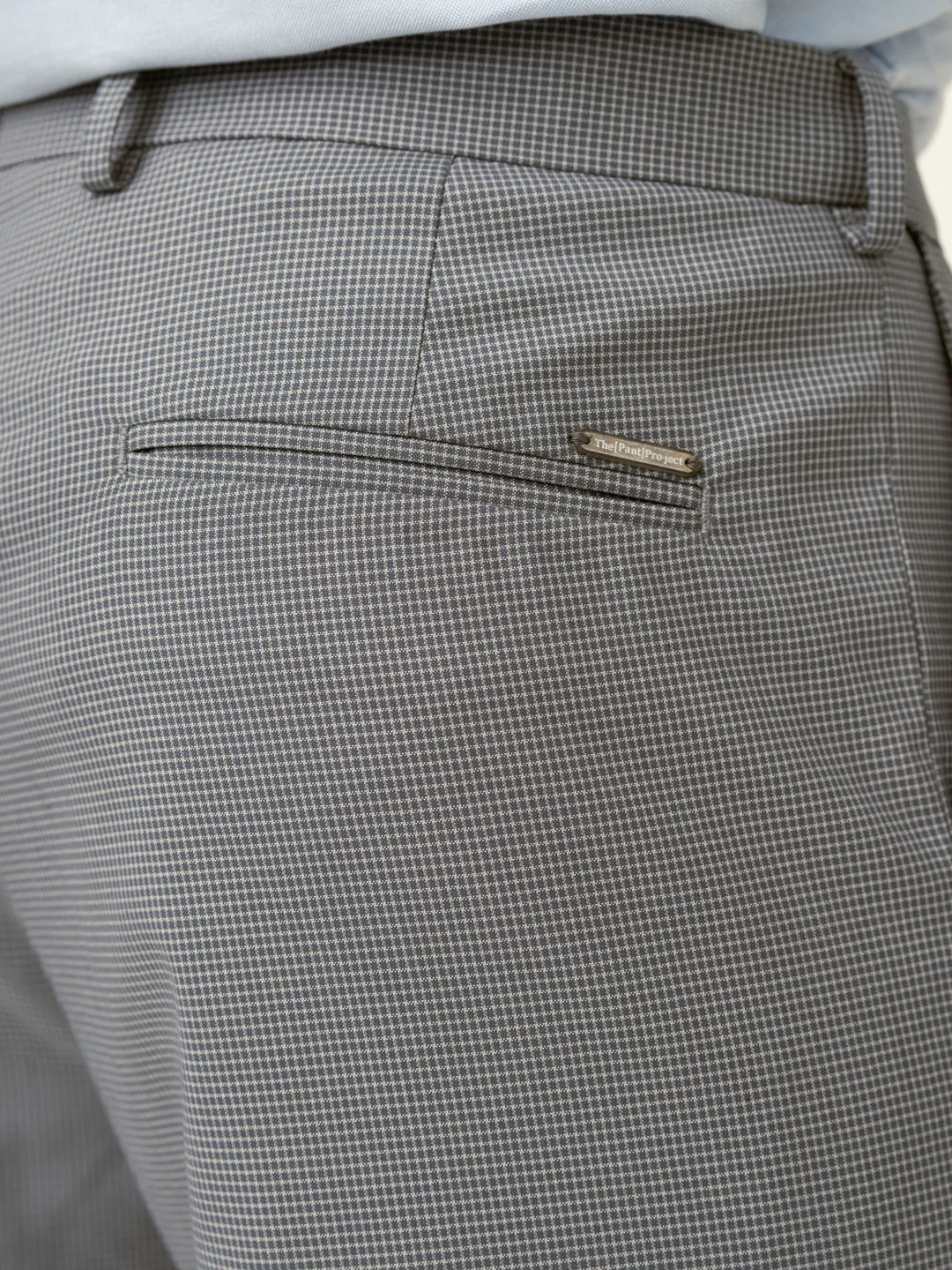 Elephant Grey Mini Checks Relaxed Fit Stretch Formal Pants - Image 8
