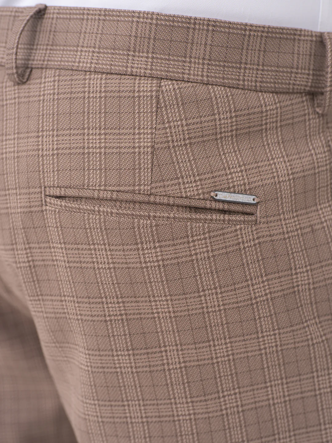 Elk Brown Checks Slim Fit Stretch Formal Pants - Image 10