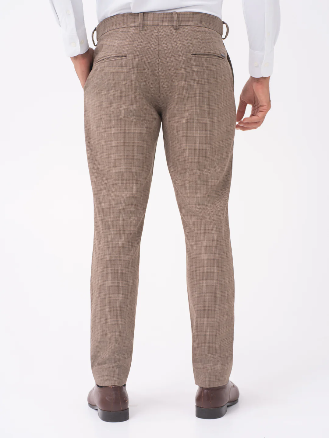 Elk Brown Checks Slim Fit Stretch Formal Pants - Image 6