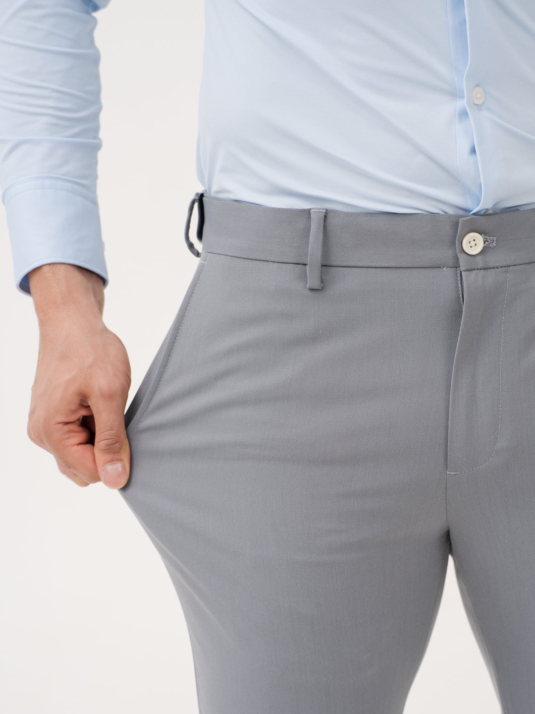 Titanium Grey Twill Luxury Stretch Pants - Image 5