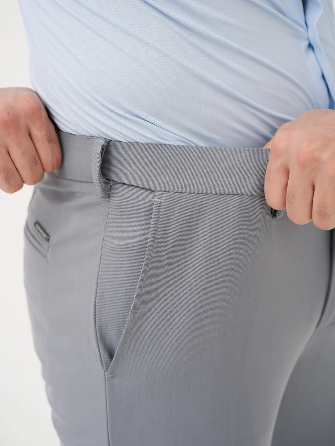 Titanium Grey Twill Luxury Stretch Pants - Image 6