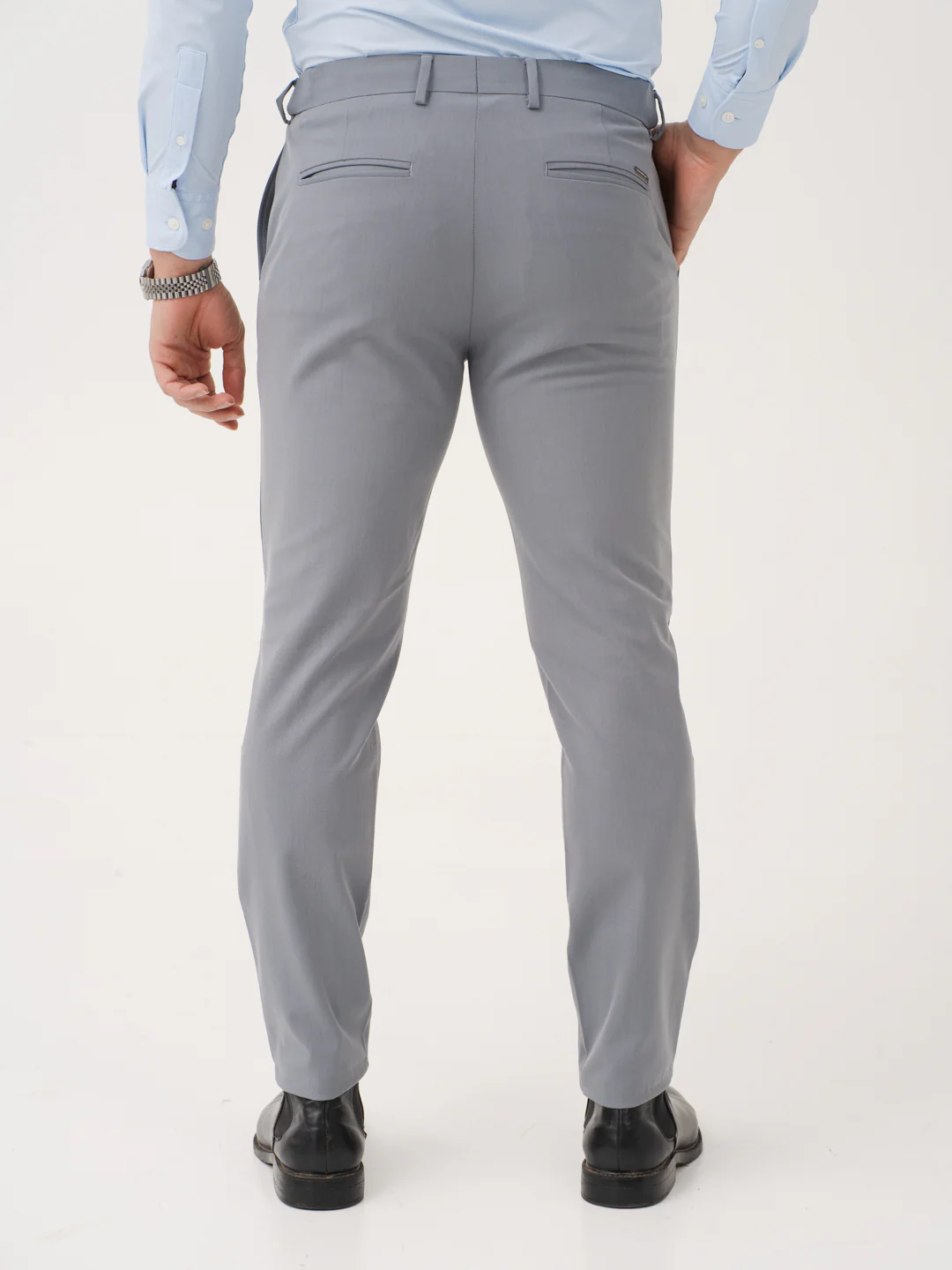 Titanium Grey Twill Luxury Stretch Pants - Image 8