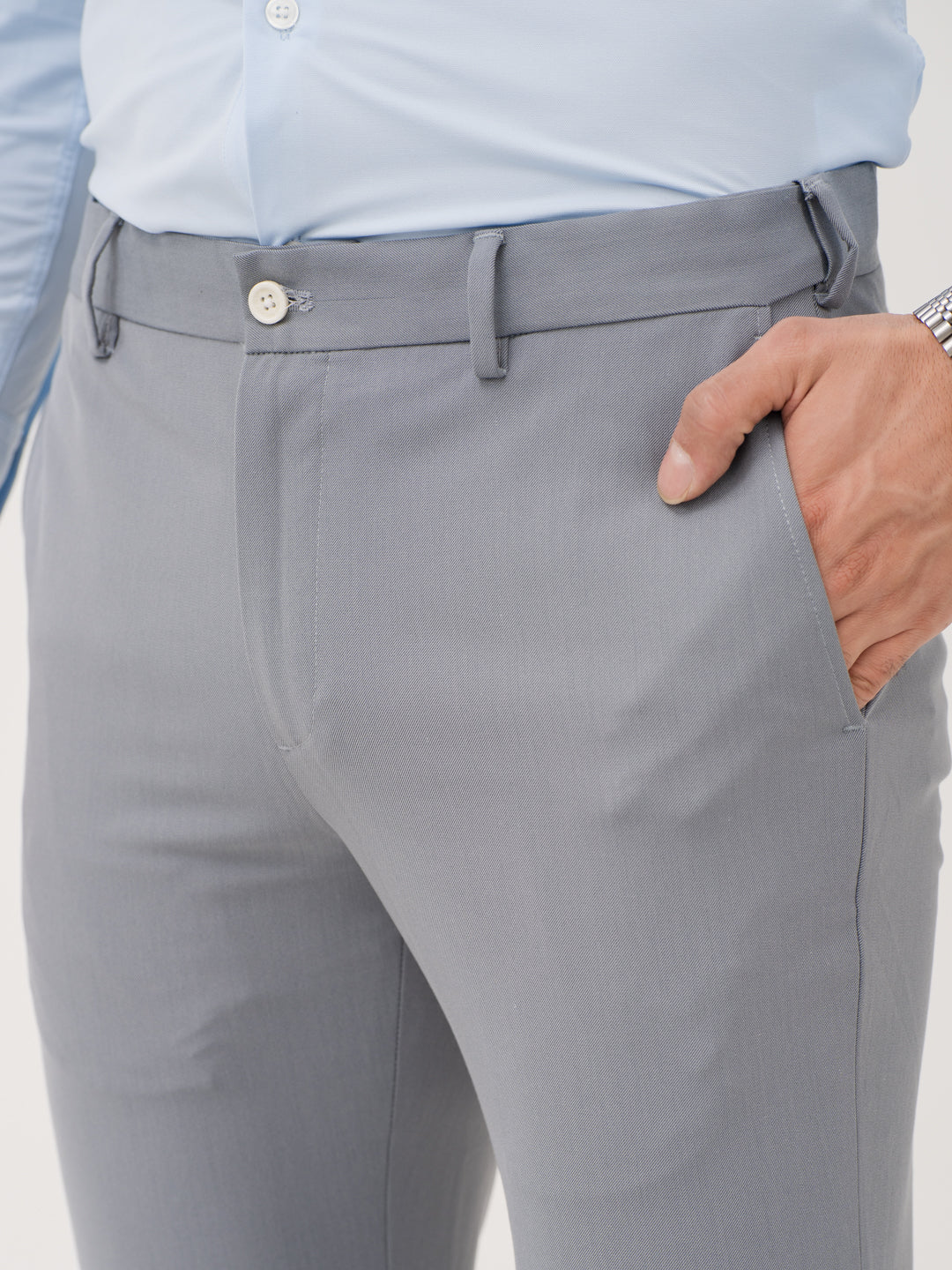 Titanium Grey Twill Luxury Stretch Pants - Image 4