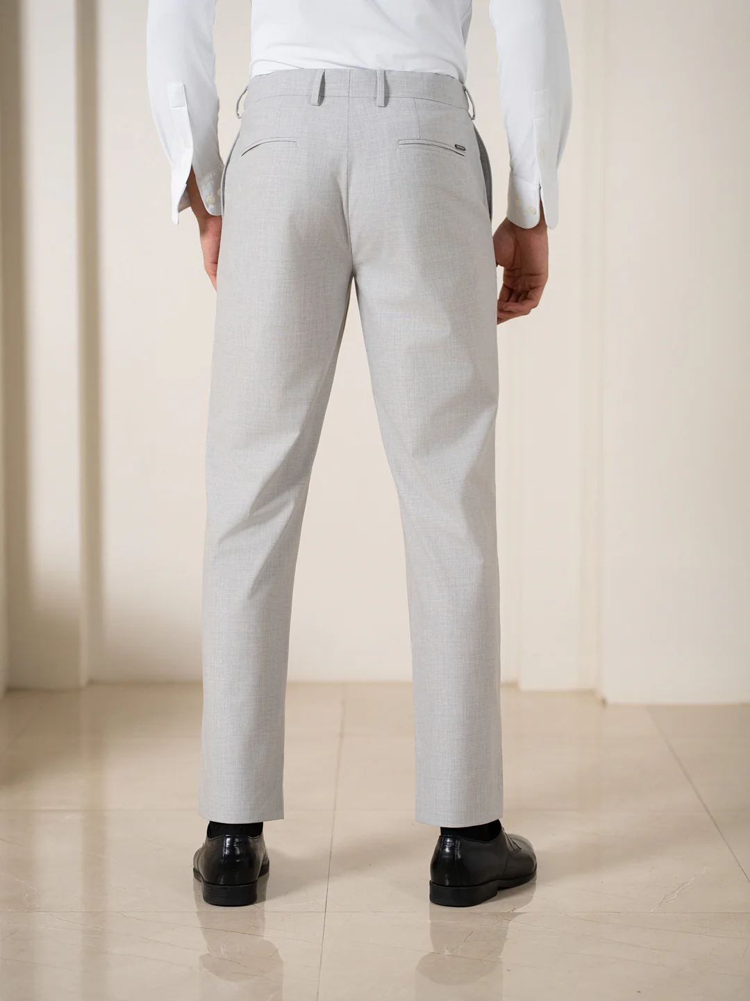 Ethereal Grey Melange Stretch Formal Pants - Image 6