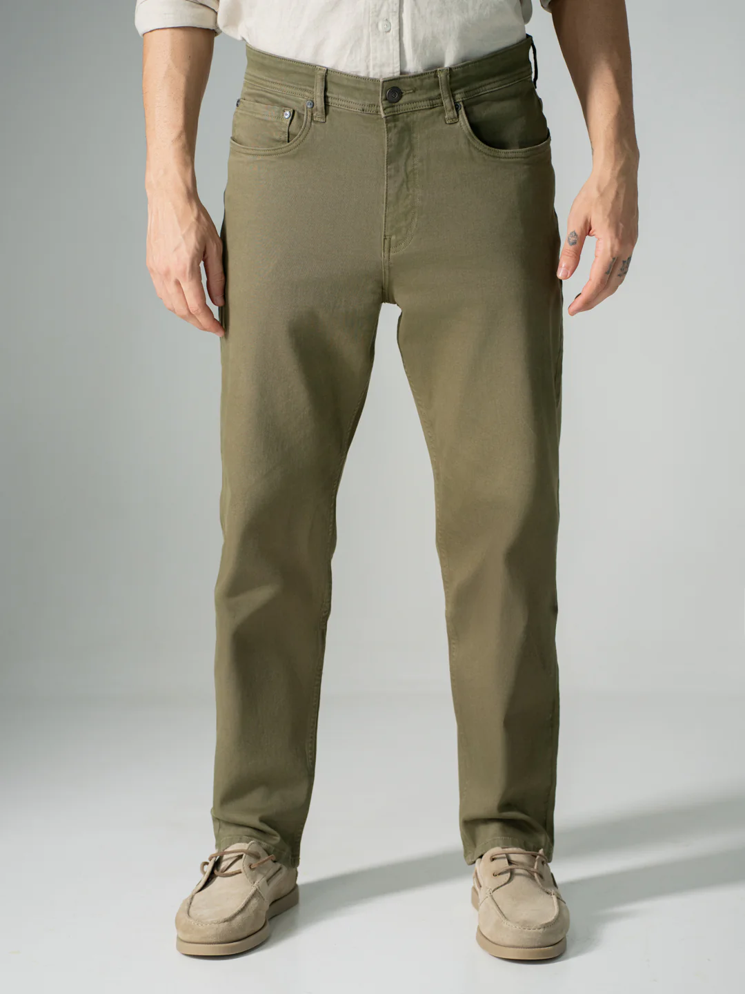 Eucalyptus Olive Relaxed Fit Jeans - Image 2
