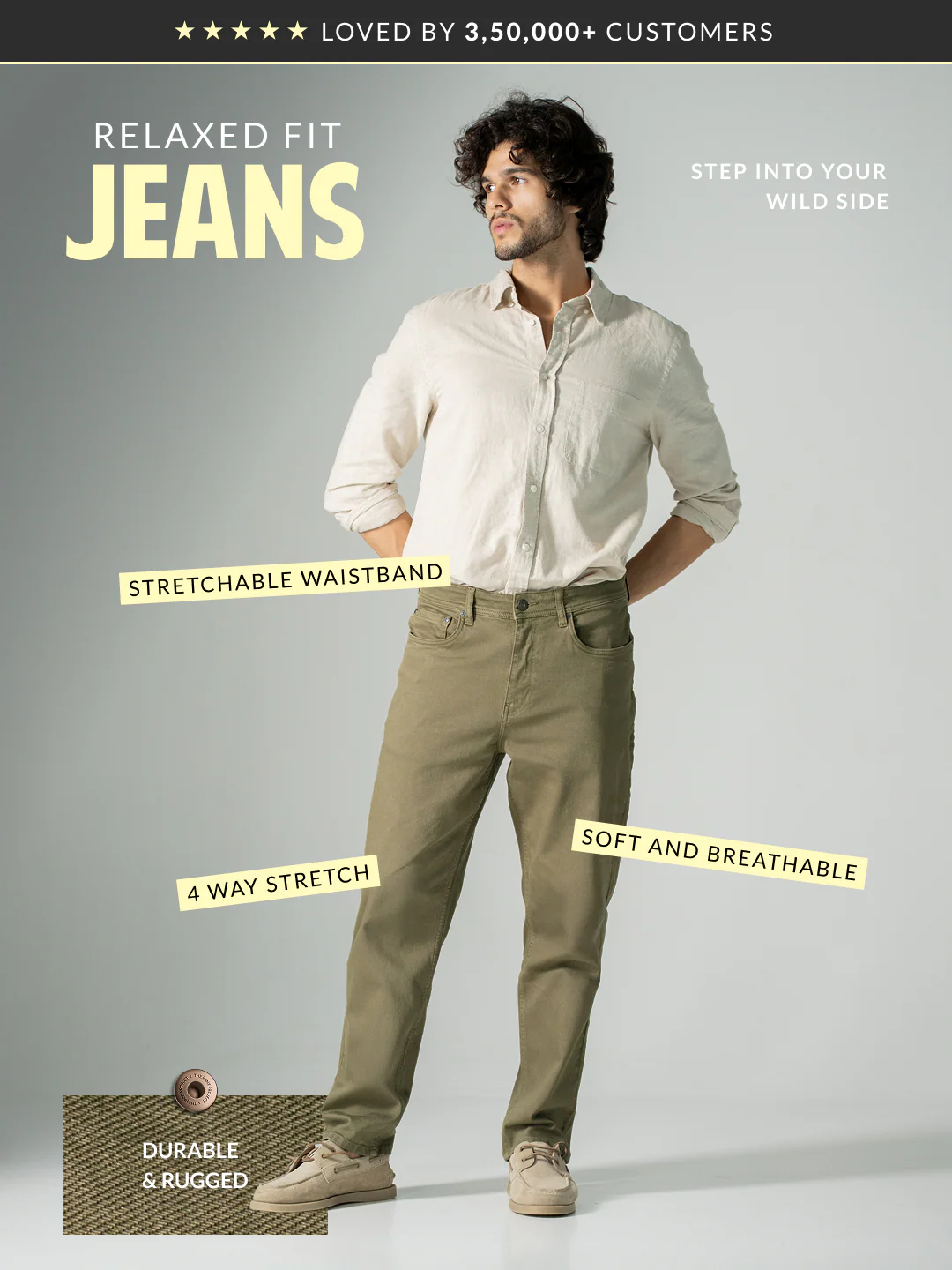 Eucalyptus Olive Relaxed Fit Jeans - Image 3