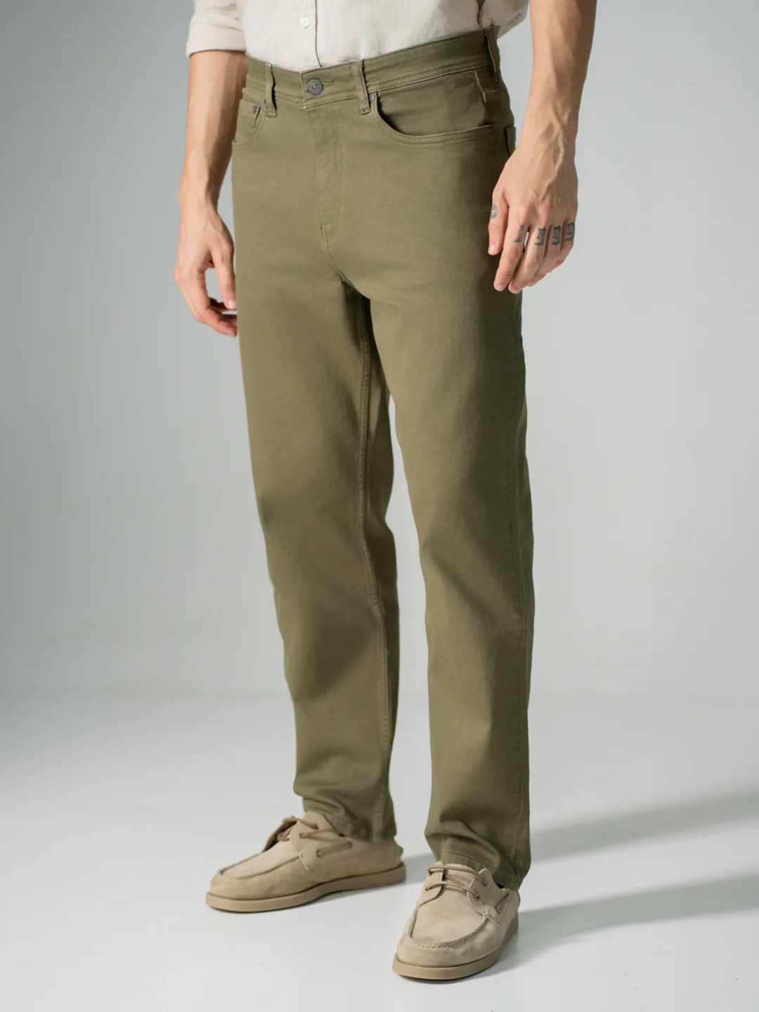Eucalyptus Olive Relaxed Fit Jeans - Image 9