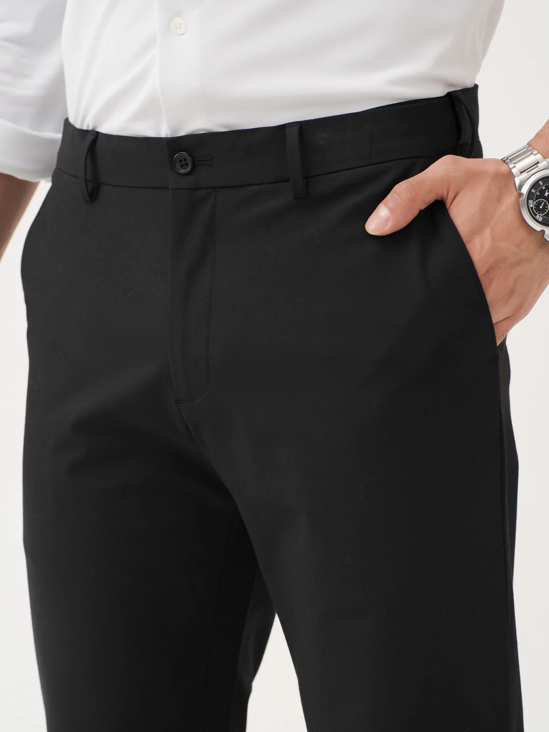 Everyday Black Relaxed Fit Stretch Formal Pants - Image 10