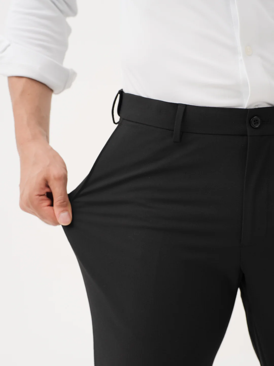 Everyday Black Relaxed Fit Stretch Formal Pants - Image 3