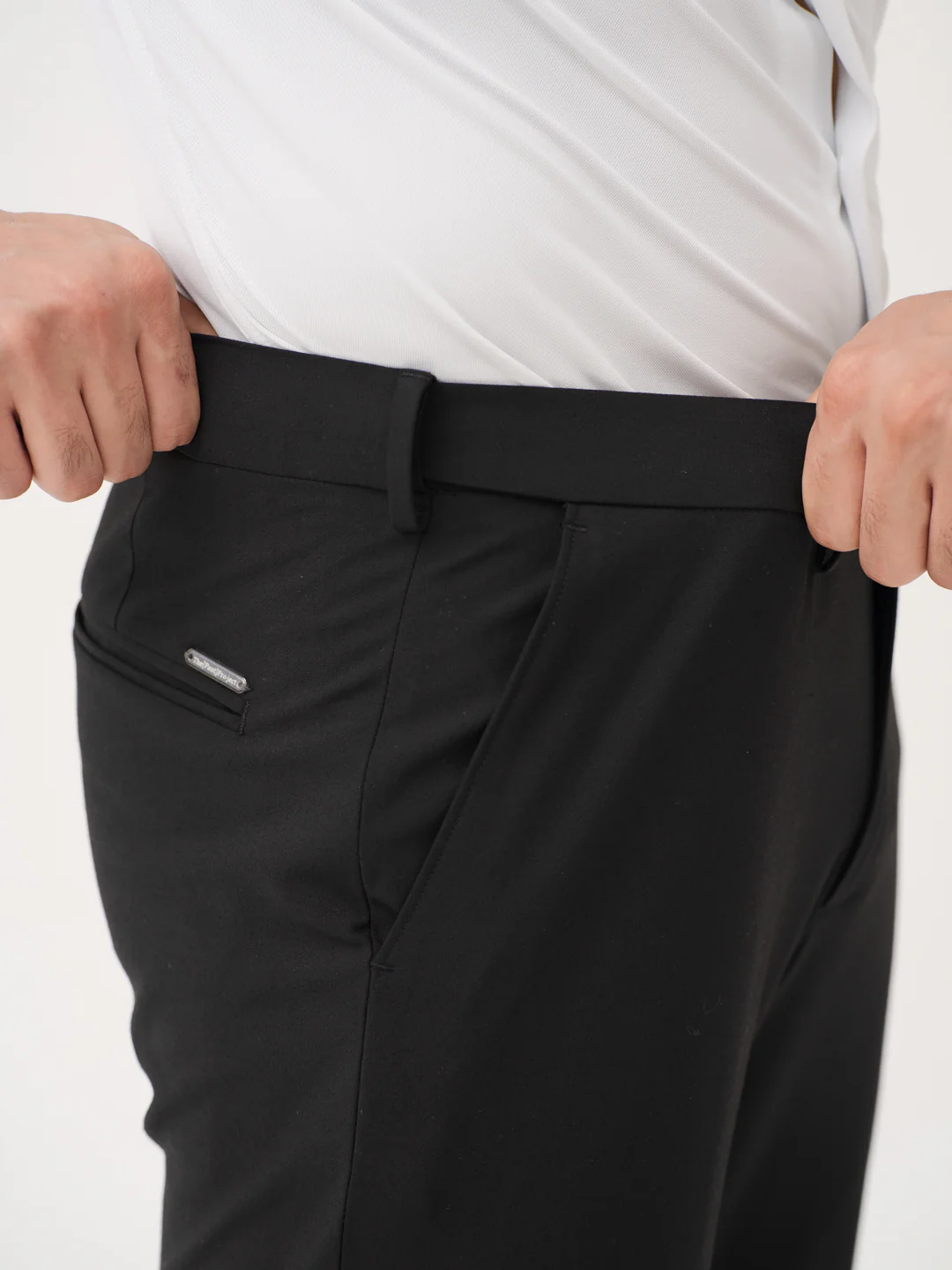 Everyday Black Relaxed Fit Stretch Formal Pants - Image 4