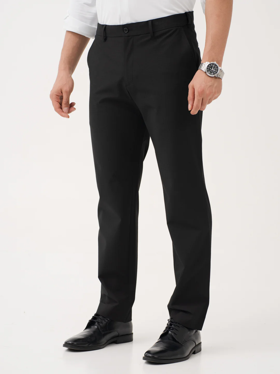 Everyday Black Relaxed Fit Stretch Formal Pants - Image 7