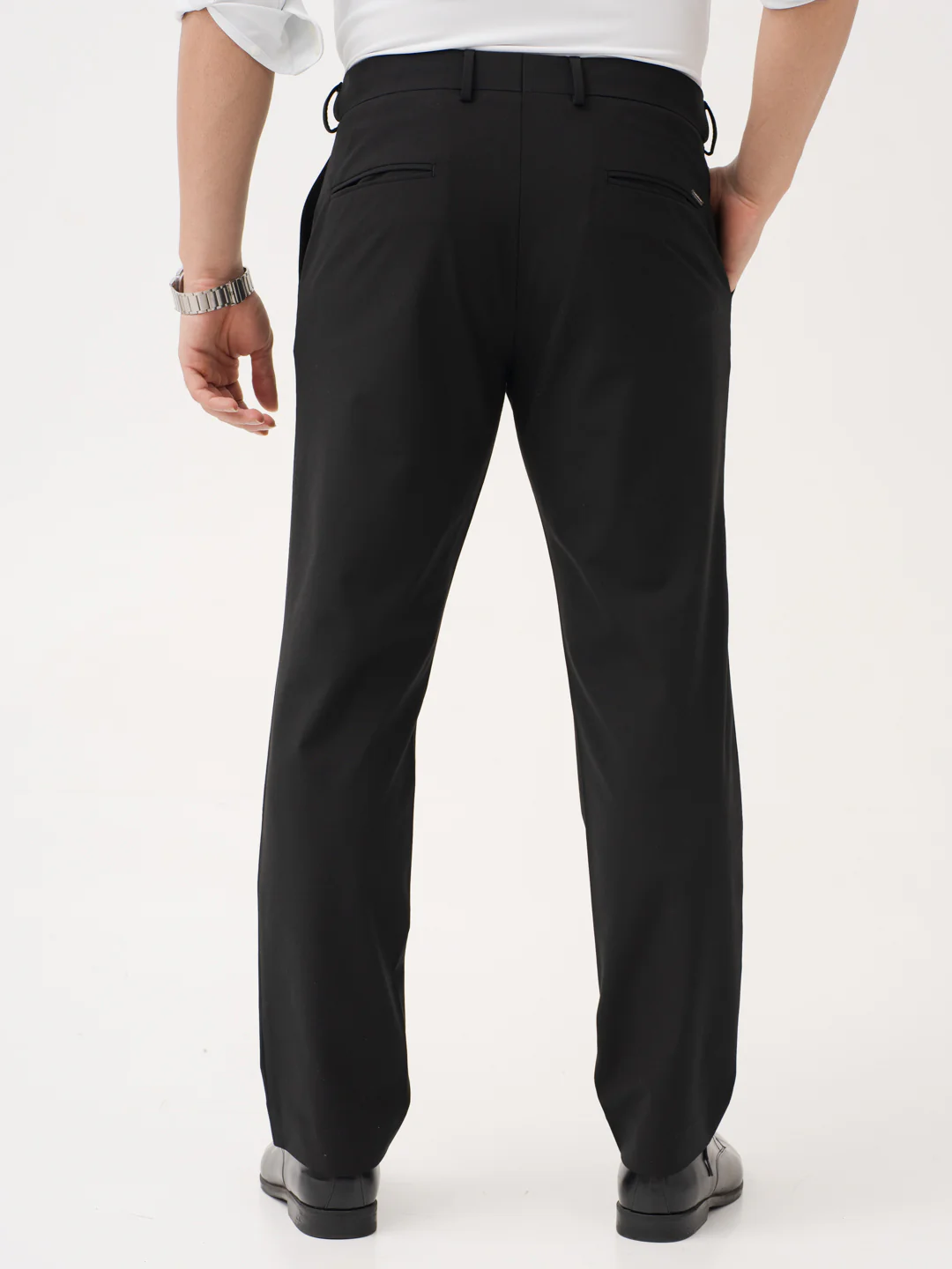 Everyday Black Relaxed Fit Stretch Formal Pants - Image 8