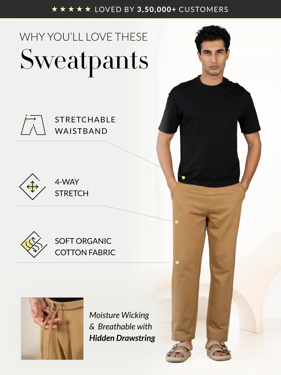Explorer Khaki Cotton Sweatpants - Image 2