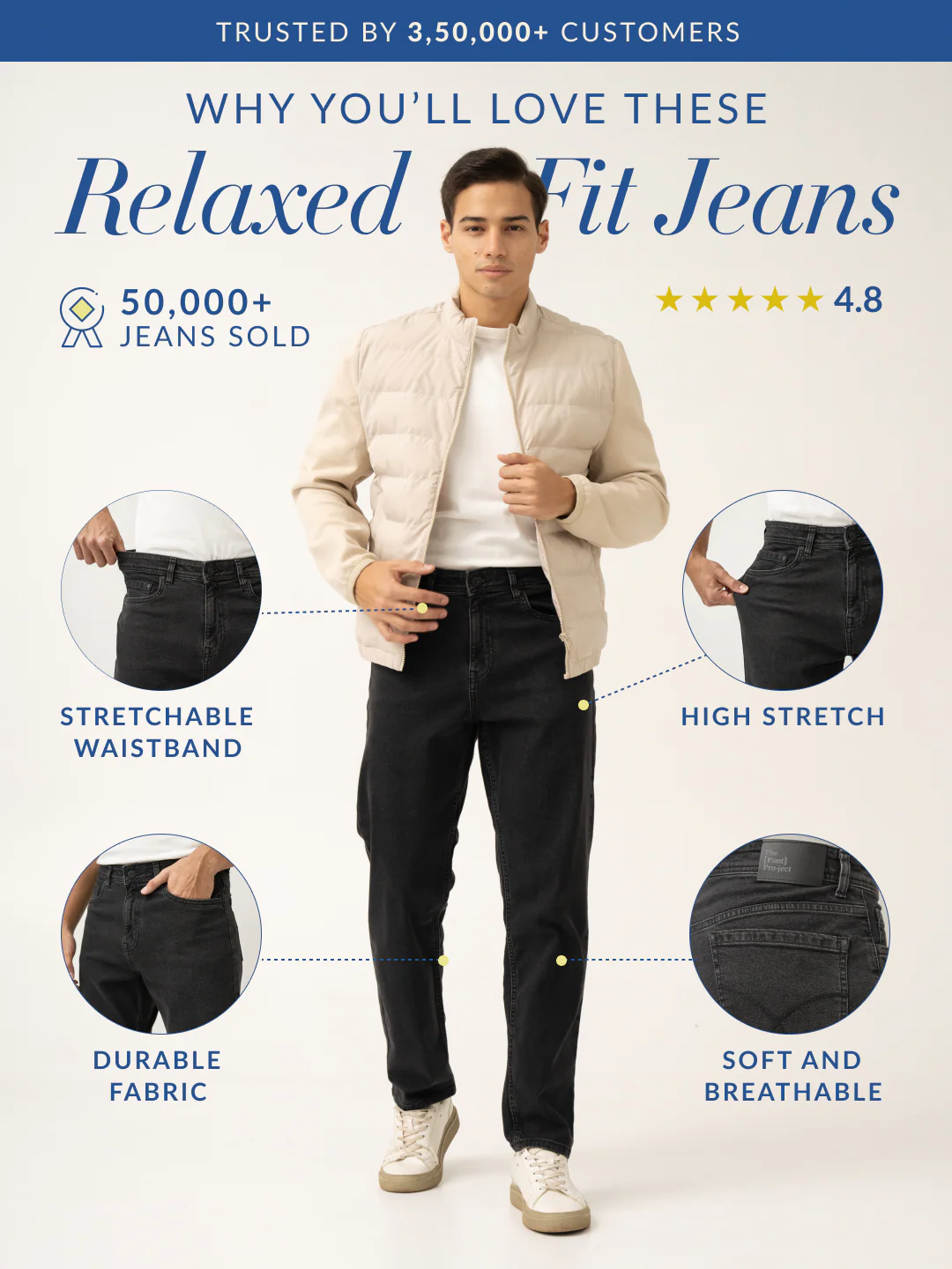 Grunge Grey Relaxed Fit Jeans - Image 3