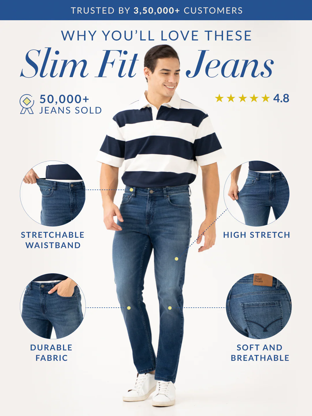 Faded Blue Slim Fit Jeans - Image 3