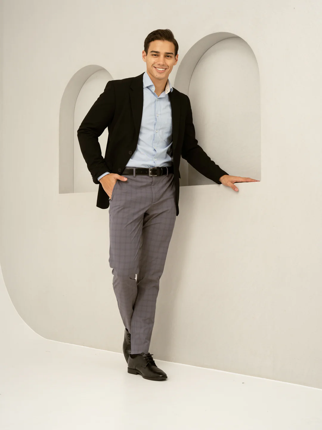 Falcon Grey Checks Formal Pants - Image 4