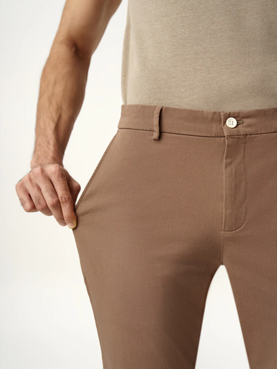 Fawn Khaki Stretch Chinos - Image 3
