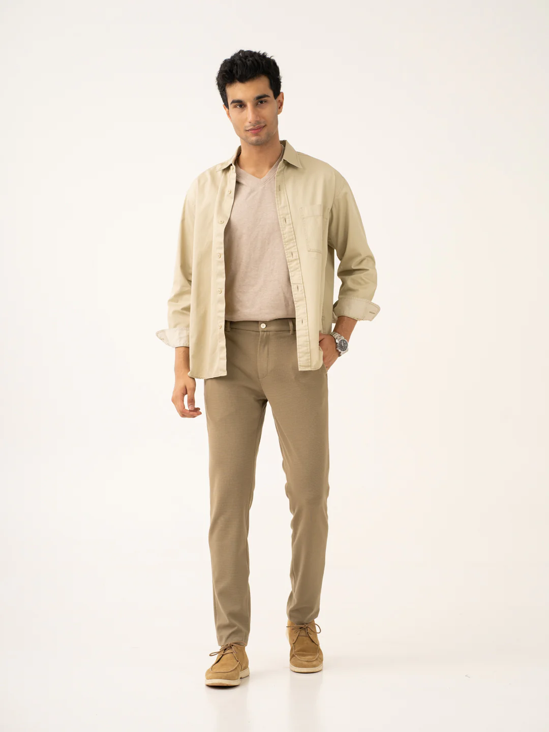 Fiber Khaki Waffle Textured Power-Stretch Pants - Image 12