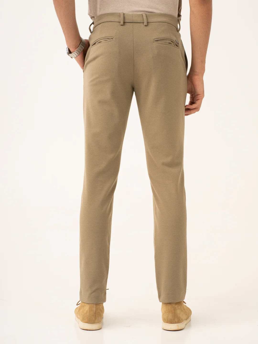 Fiber Khaki Waffle Textured Power-Stretch Pants - Image 6