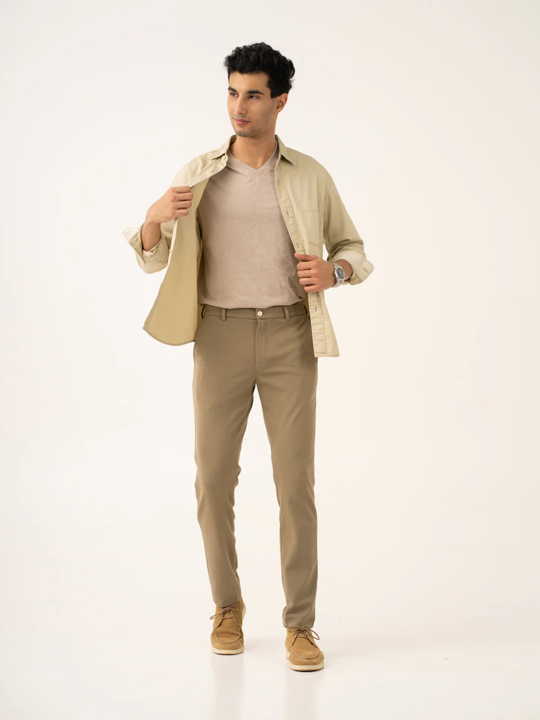 Fiber Khaki Waffle Textured Power-Stretch Pants - Image 8