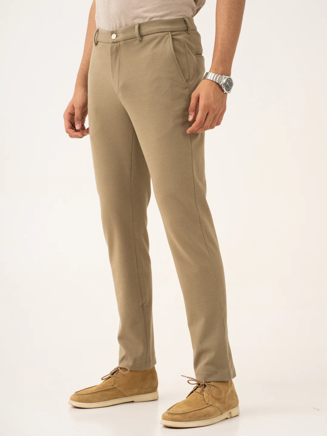 Fiber Khaki Waffle Textured Power-Stretch Pants - Image 9