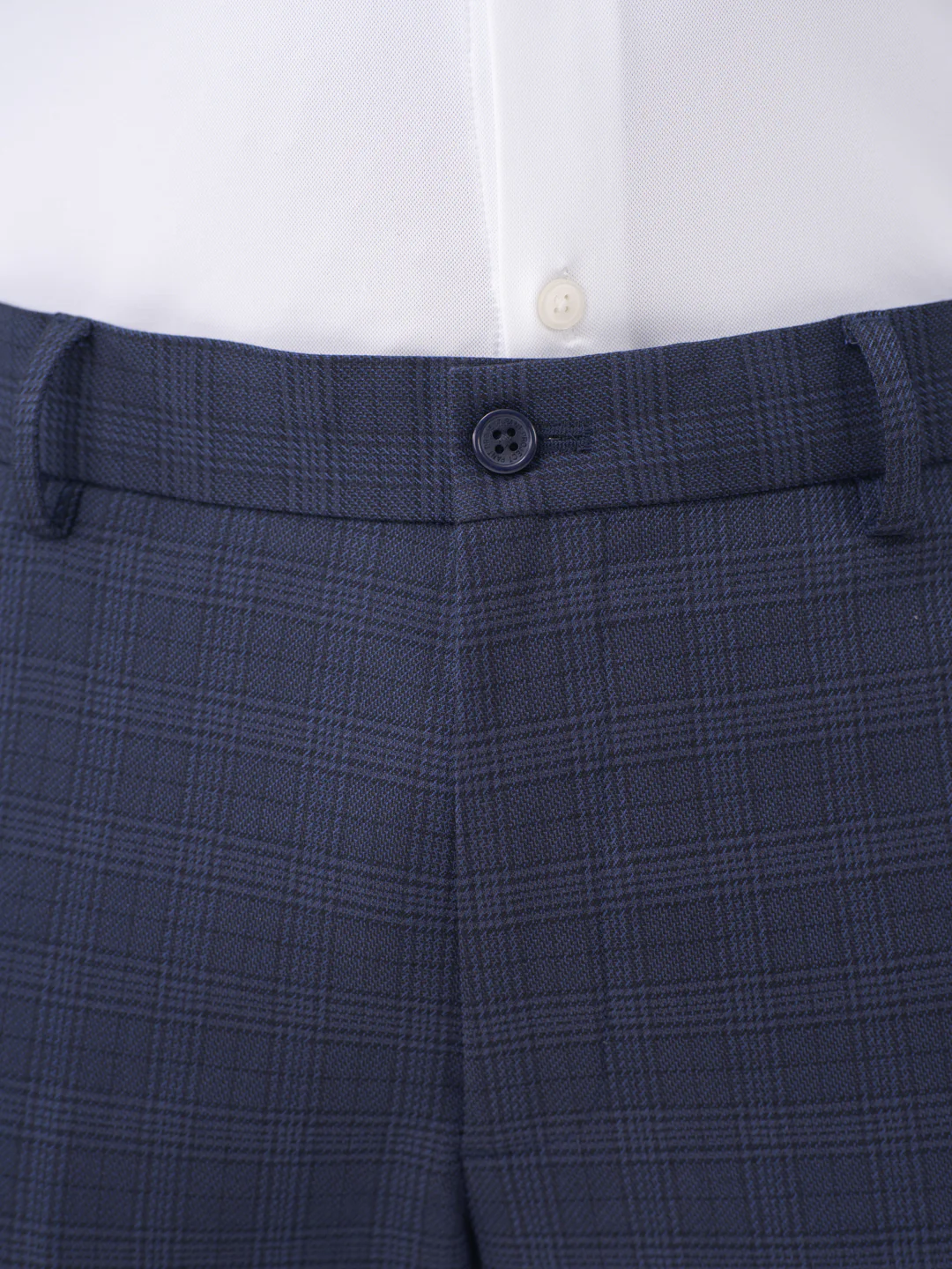 Finch Navy Checks Slim Fit Stretch Formal Pants - Image 9