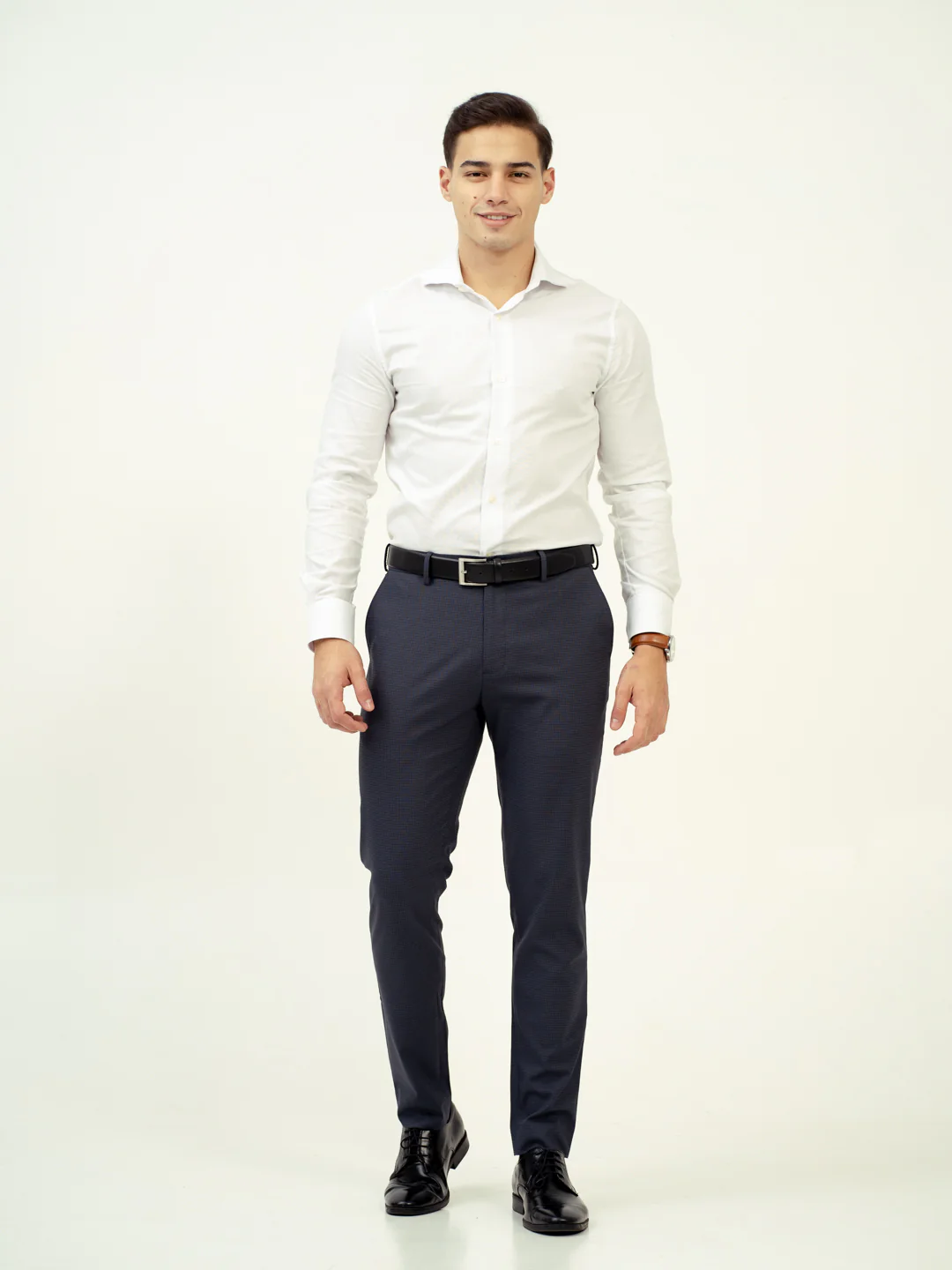 Flint Grey Micro Checks Stretch Formal Pants - Image 2