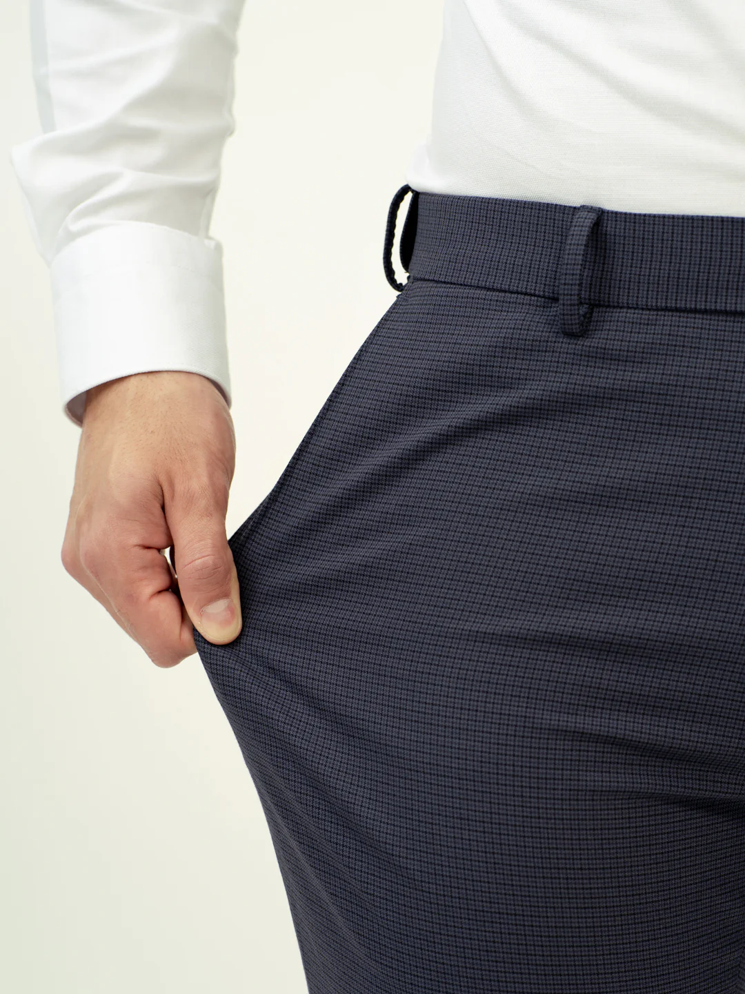 Flint Grey Micro Checks Stretch Formal Pants - Image 3