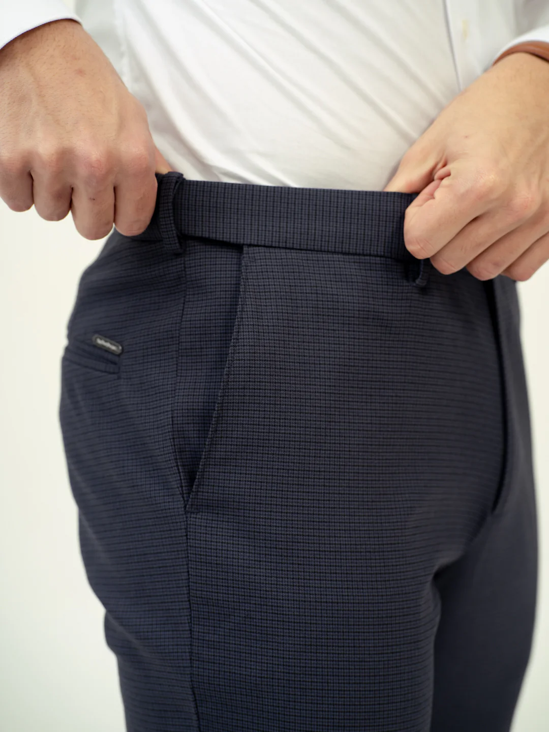 Flint Grey Micro Checks Stretch Formal Pants - Image 4