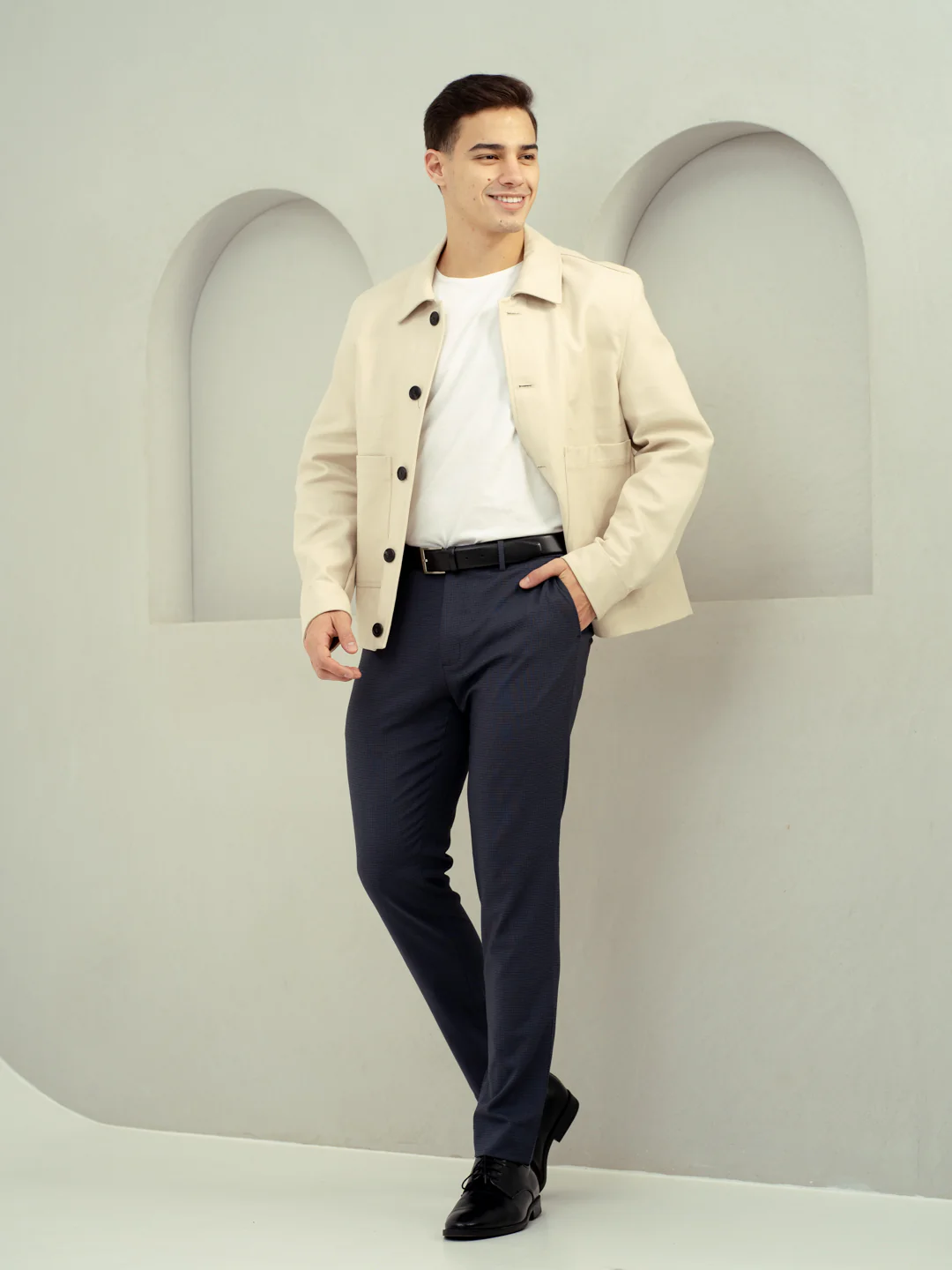 Flint Grey Micro Checks Stretch Formal Pants - Image 6