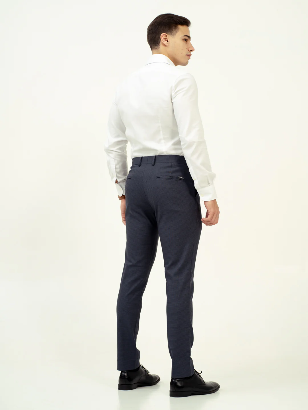 Flint Grey Micro Checks Stretch Formal Pants - Image 7