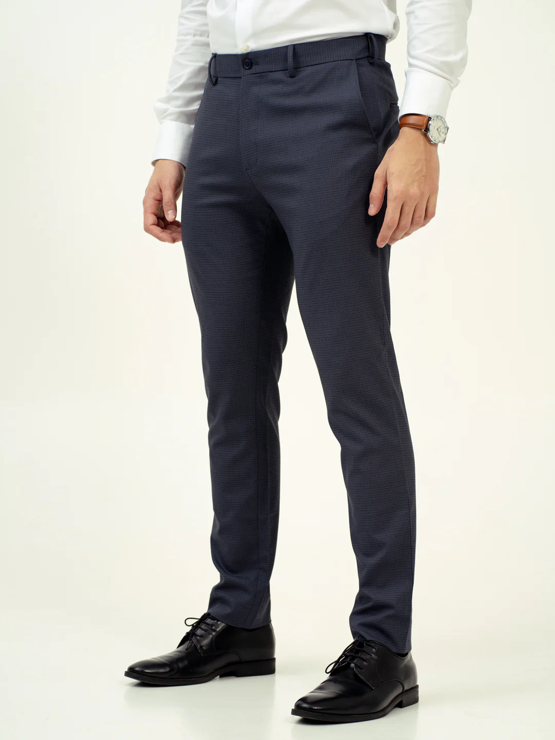 Flint Grey Micro Checks Stretch Formal Pants - Image 9