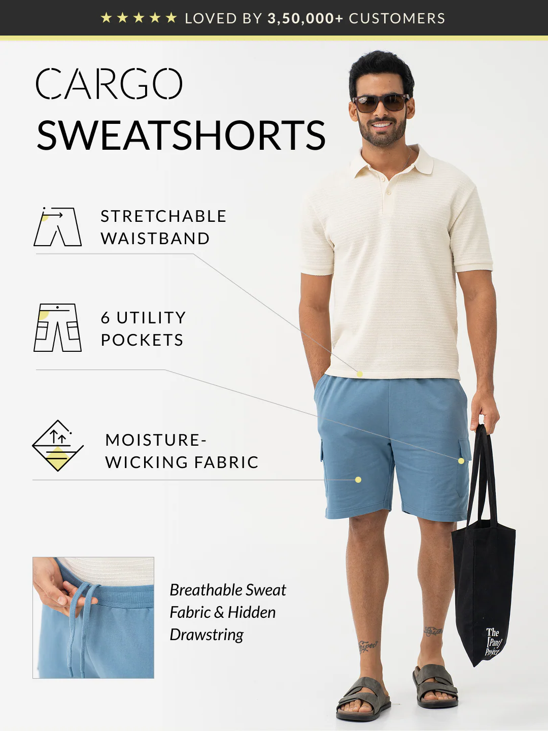 Flip Blue Relaxed Fit Cargo Sweatshorts - Image 2