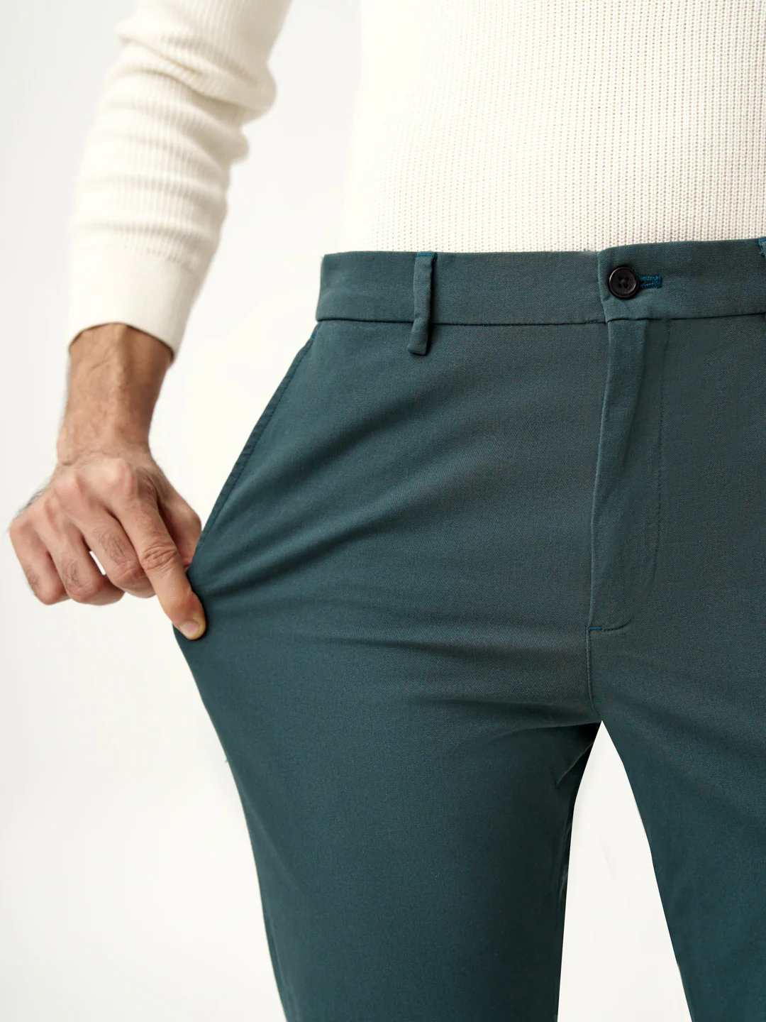 Forest Green Stretch Chinos - Image 3