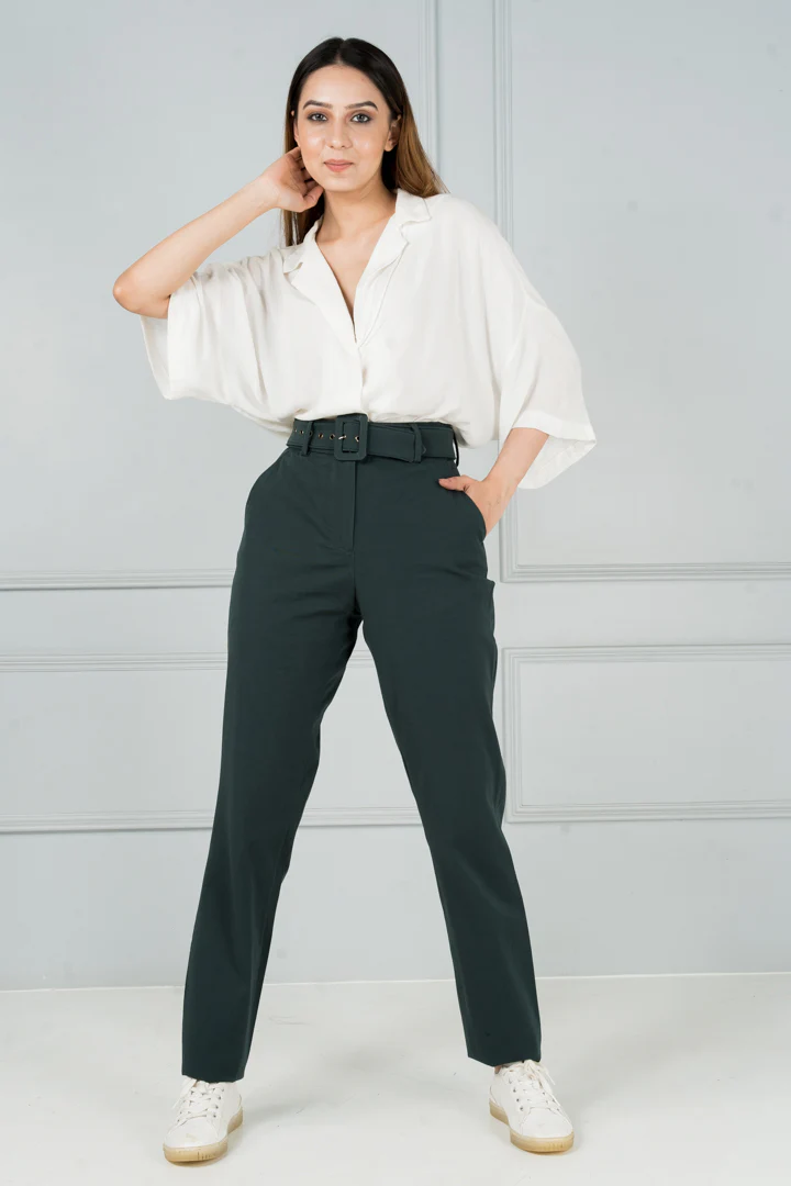Forest Green Stretch Chinos - Women - Image 2