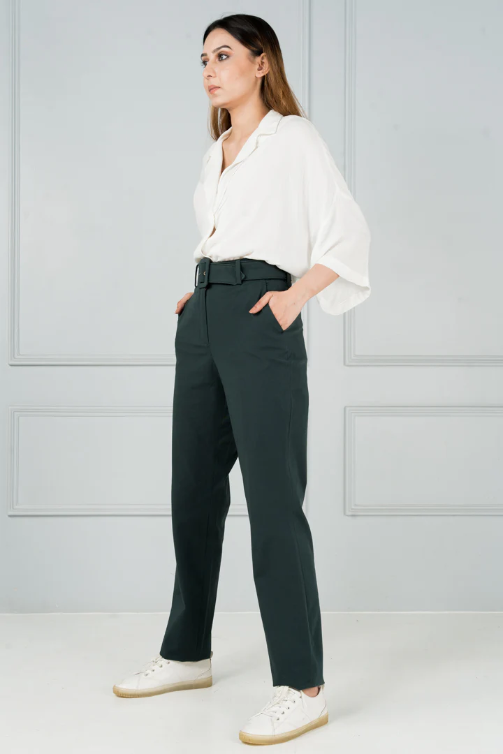 Forest Green Stretch Chinos - Women - Image 4