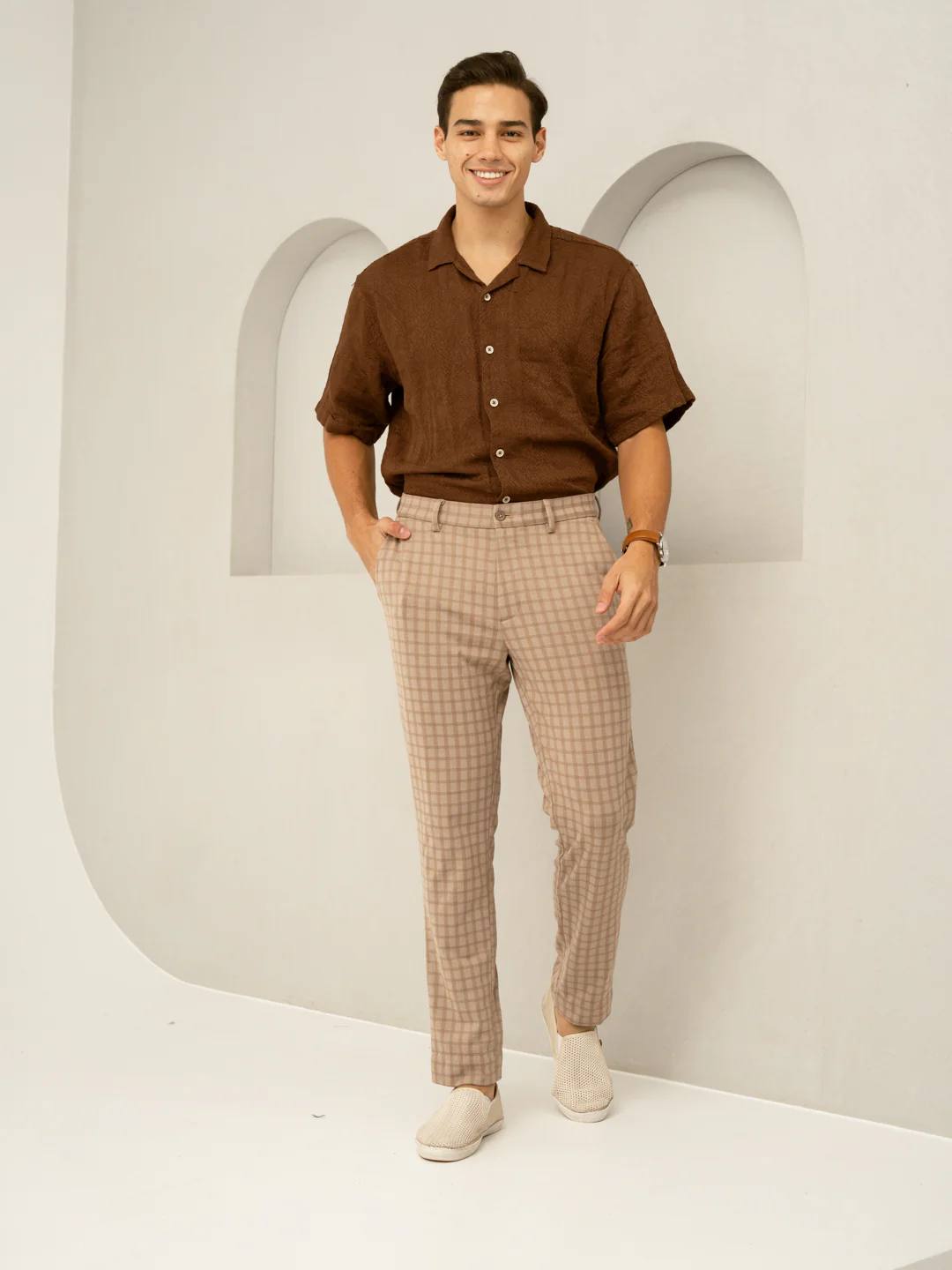 Fox Khaki Window Checks Power-Stretch Pants - Image 10