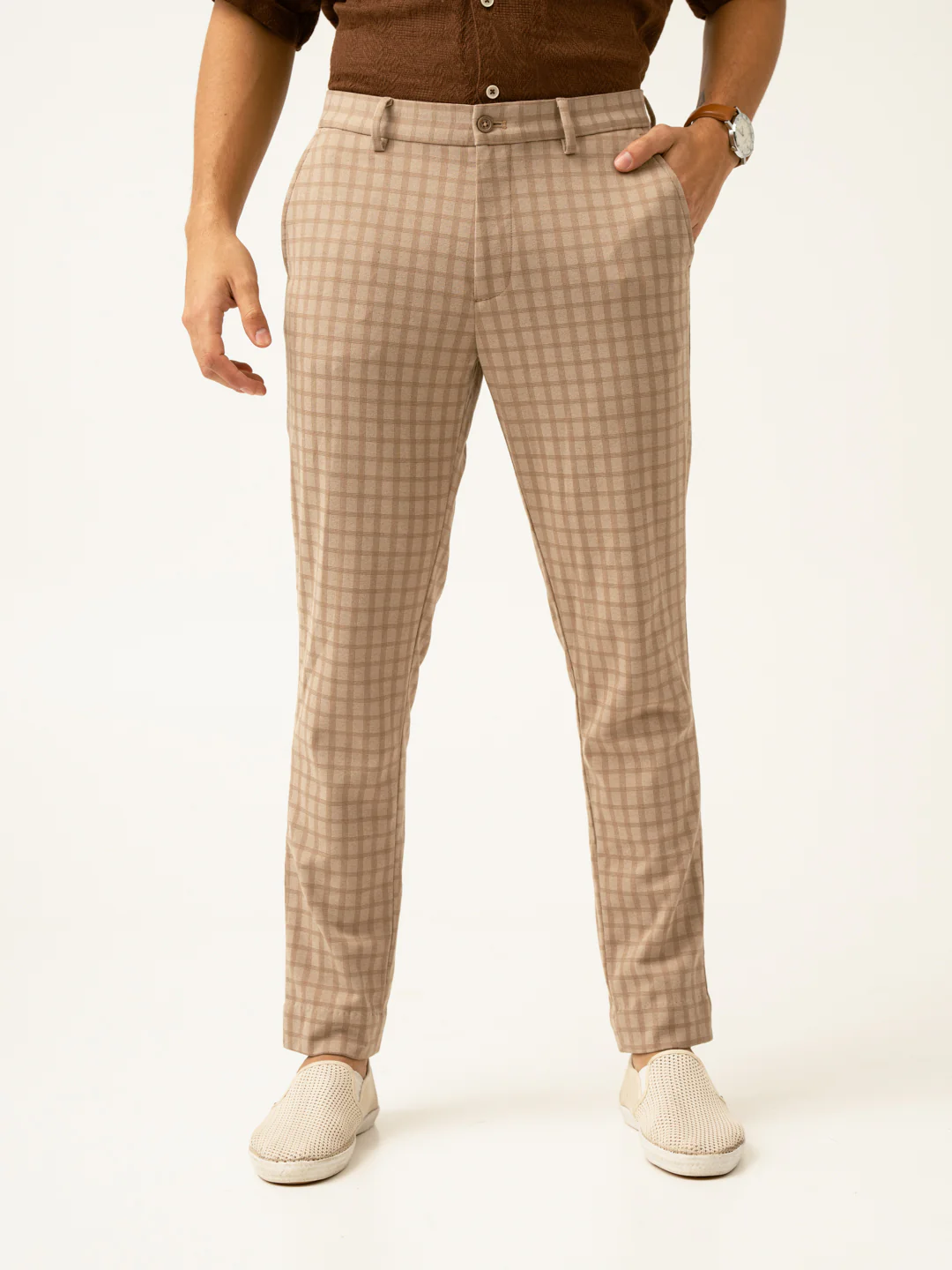 Fox Khaki Window Checks Power-Stretch Pants - Image 3