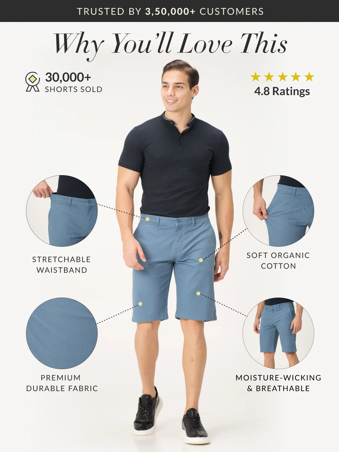 Freeda Blue Chino Shorts - Image 2