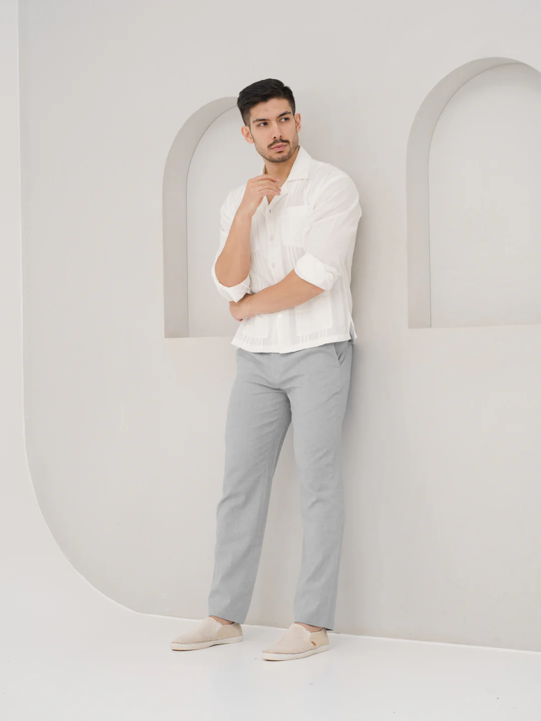 Froselle Grey Linen Sorona Pants - Image 6