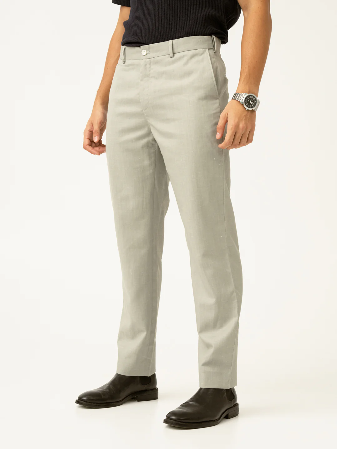 Galle Green Tropical Wool Linen Pants - Image 12