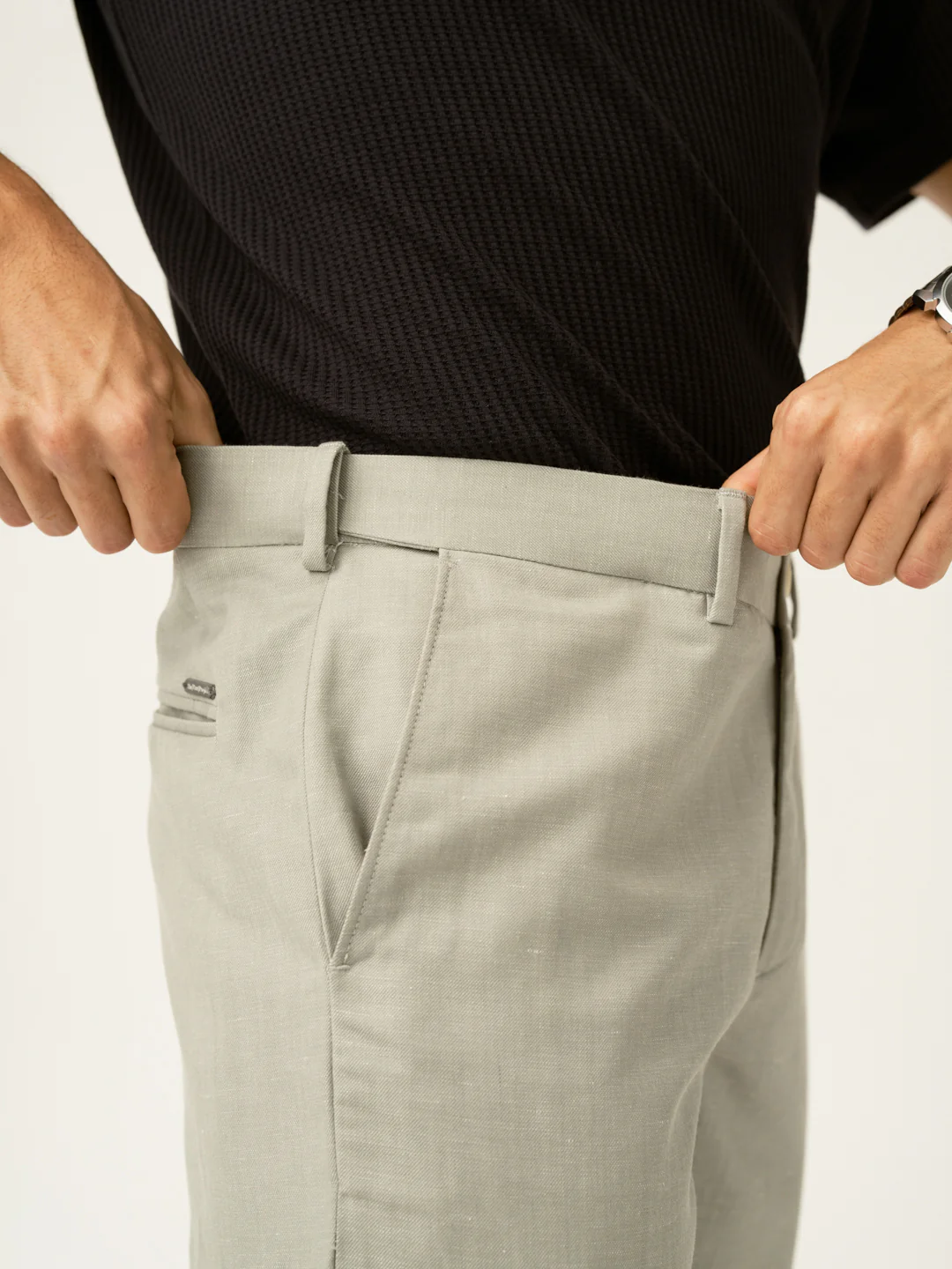 Galle Green Tropical Wool Linen Pants - Image 5