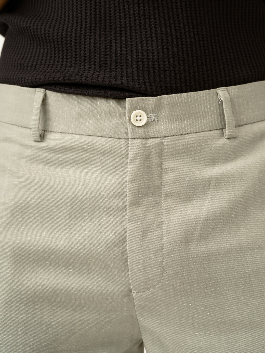 Galle Green Tropical Wool Linen Pants - Image 9