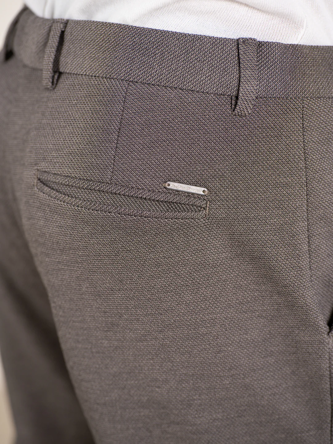 Geometry Beige Textured Slim Fit Power Stretch Pants - Image 10