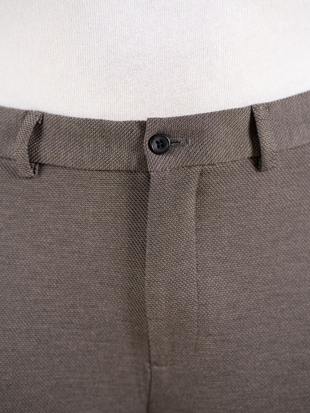 Geometry Beige Textured Slim Fit Power Stretch Pants - Image 9