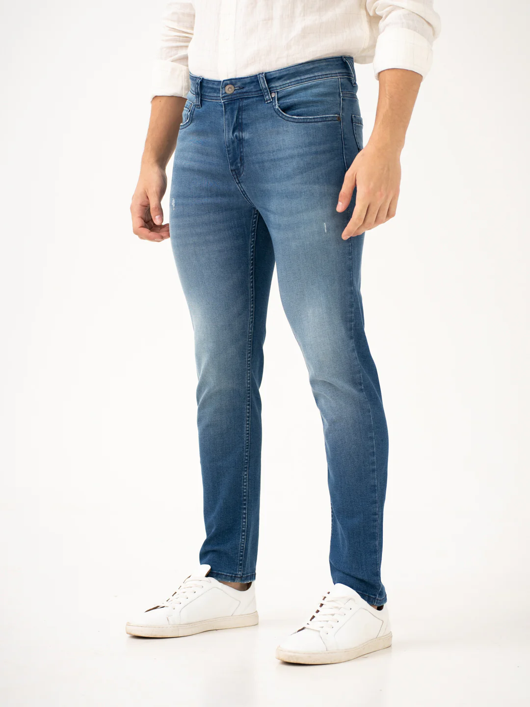 Glacier Blue Damaged Slim Fit Jeans - Image 10