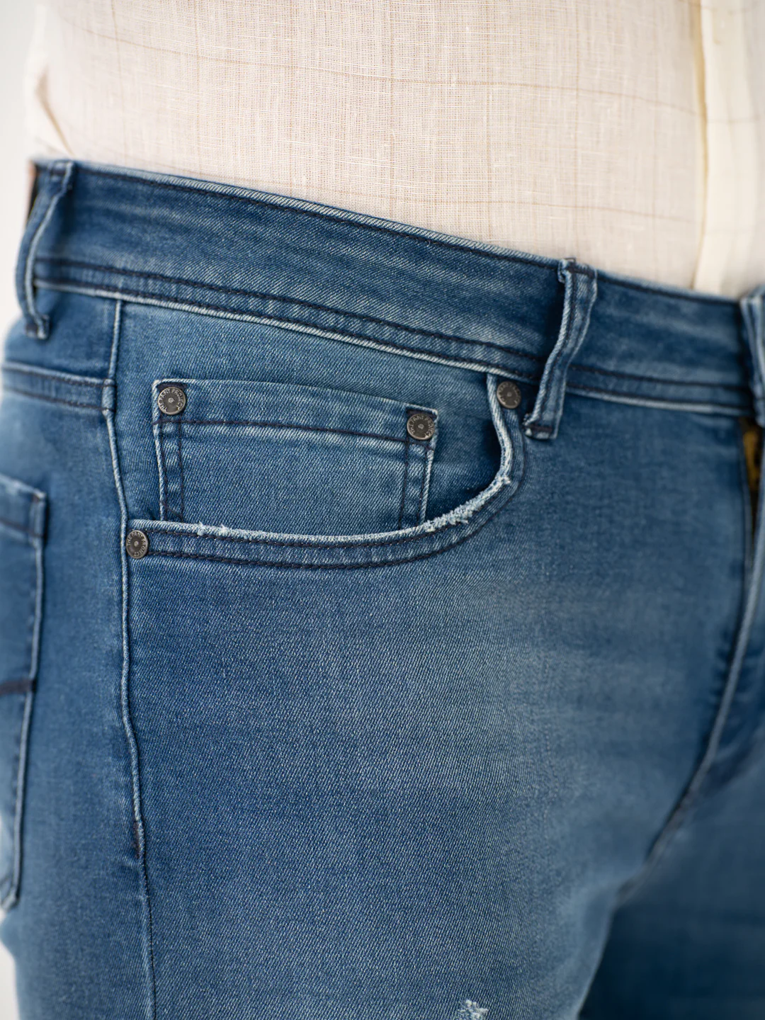 Glacier Blue Damaged Slim Fit Jeans - Image 8