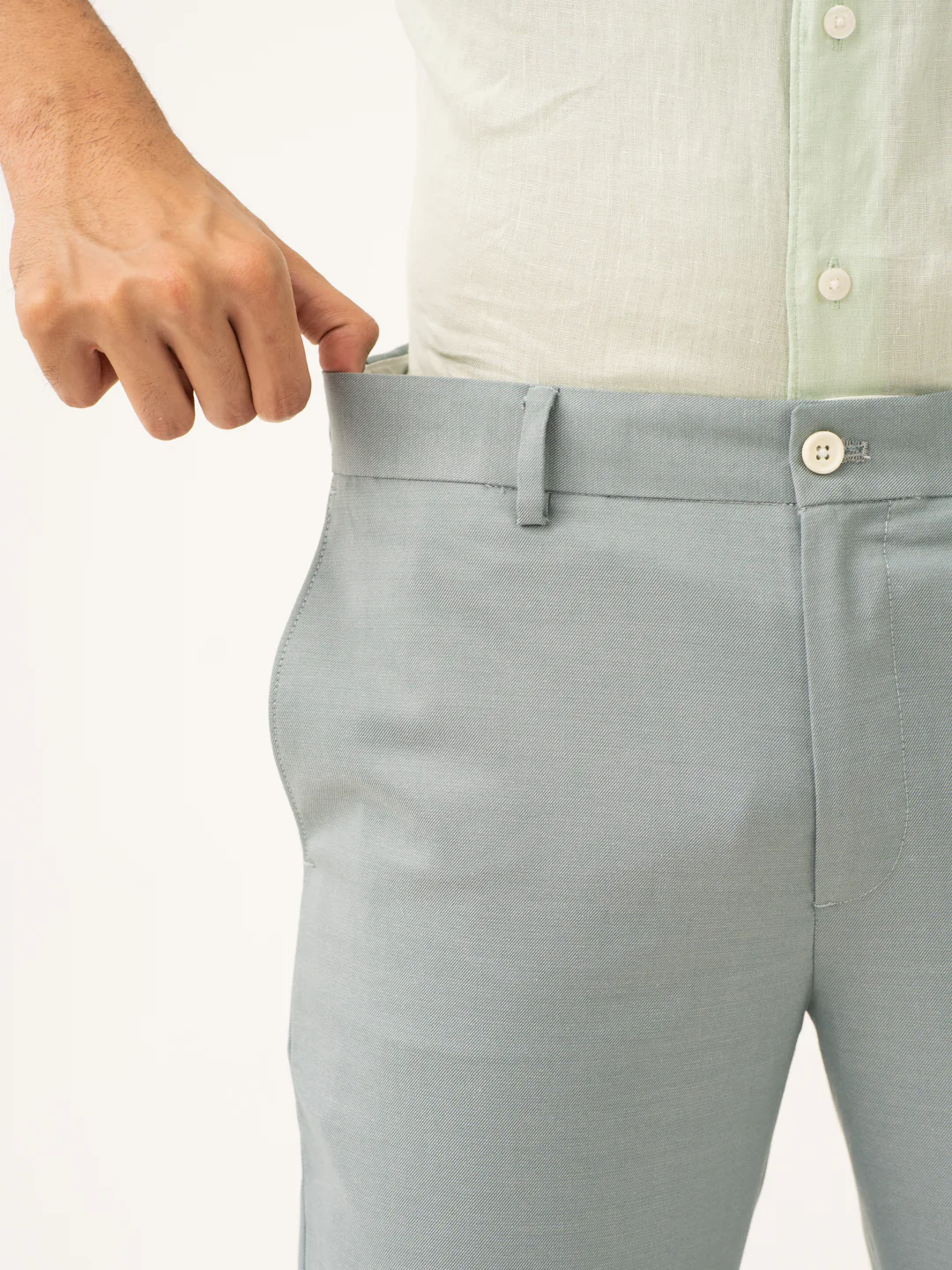 Glazed Teal Twill Stretch Formal Pants - Image 11